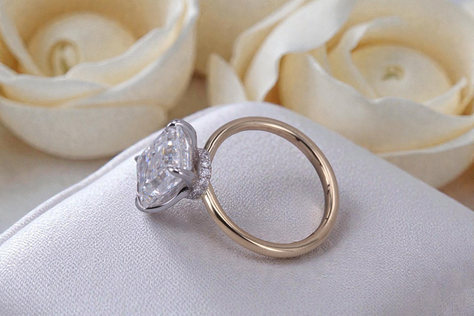 Custom two-tone engagement ring for couples in Rancho Santa Fe